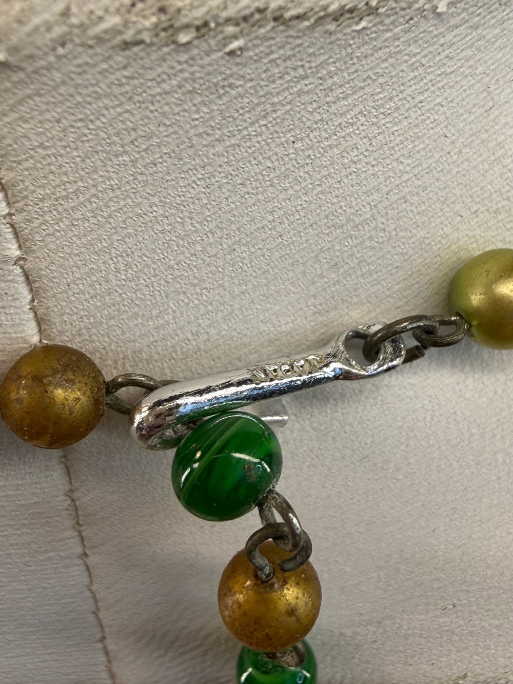 Vintage Japan Multi-Strand Green Glass & Lucite Statement Beaded Necklace - Picture 5 of 5